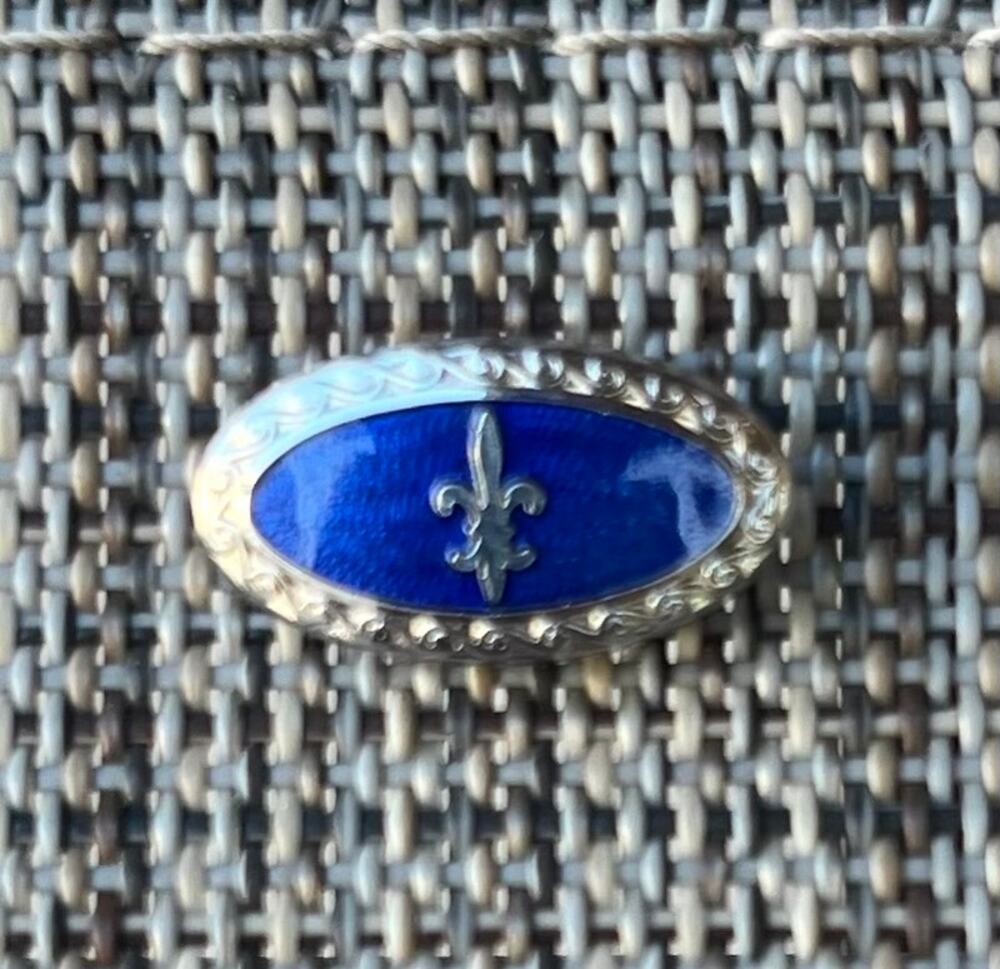 Vintage Royal Blue Enamel Gold-Toned Marquise Lapel Pin / Tie Tack